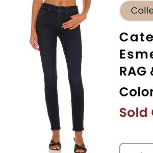 NWT Rag and Bone Cate Mid Rise Skinny Dark Blue Esme 27